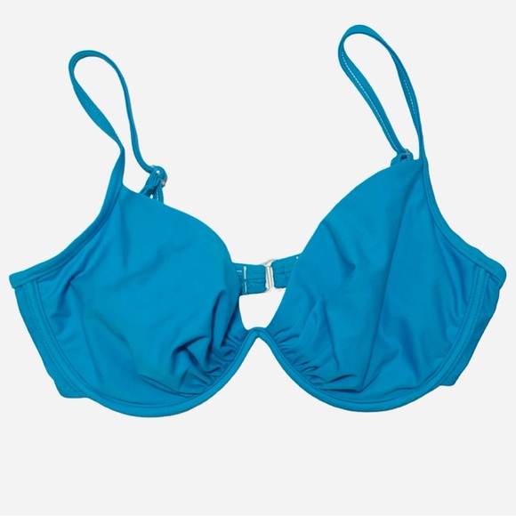 California Waves M Vibrant Blue Swim Top Ruched Underwire Adjustable Bikini - Picture 5 of 8